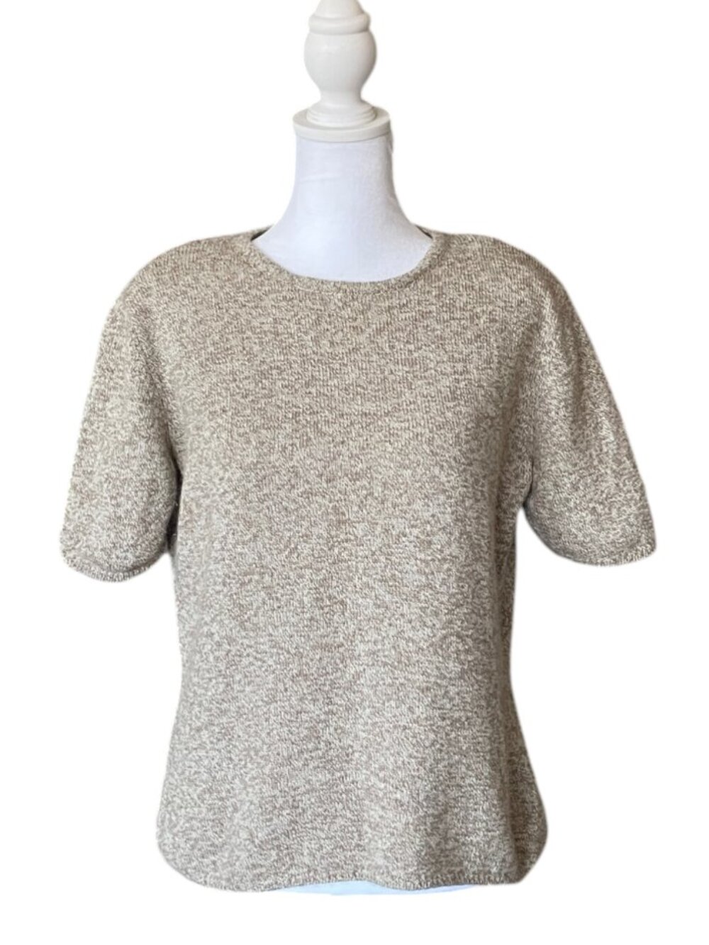 Hemmond Wool Cashmere Angora Blend Short Sleeve Sweater, Heather Taupe -  Sz S/M